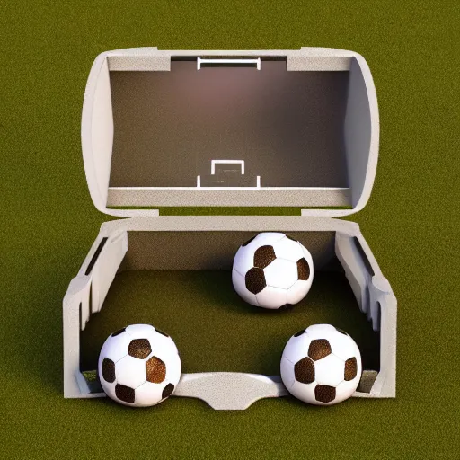 Image similar to soccer lootbox in the style of peter tarka, 3 d, octane, game, artstation
