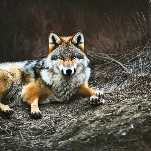 Image similar to professional photograph of a eurasian tibetan wolf, high quality, hd, 8 k, 4 k, magnificent, award - winning, nature, nature photography, awe - inspiring, highly detailed, amazing