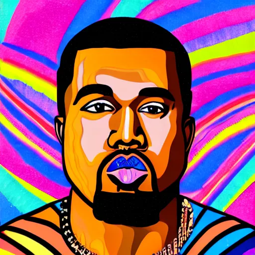 Image similar to a portrait of kanye west in the style of lisa frank,