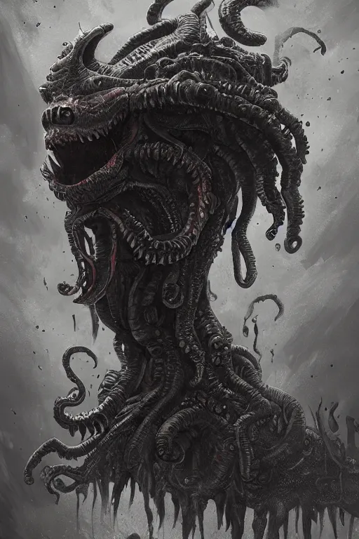 Image similar to lovecraftian monster, extremely detailed digital art, in the style of greg rutkowski, trending on artstation, 8 k