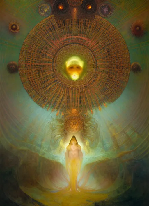 Prompt: antediluvian occult cosmology, panspermia, by robert hooke and ernst haeckel and agostino arrivabene and joaquin sorolla and greg rutkowski and alphonse mucha, rule of thirds, vivid colours, negative space, atmospheric, digital painting, artstation, concept art, smooth, sharp focus