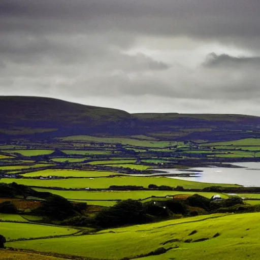 Image similar to landscape of donegal ireland, by giorgia o'keeffe