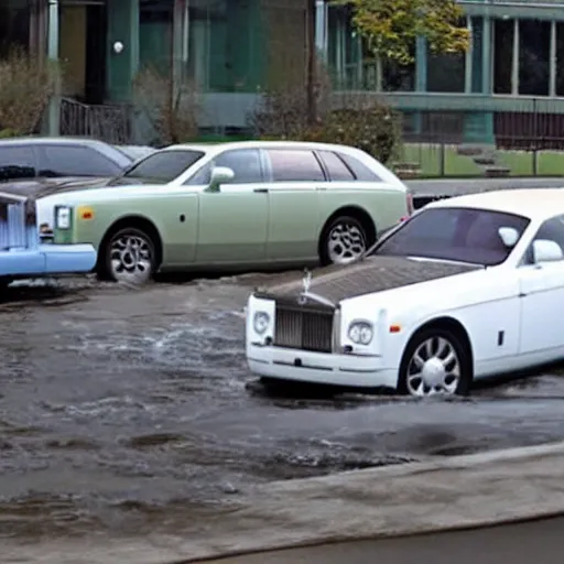 Image similar to rabid teenagers decide to drown Rolls-Royce