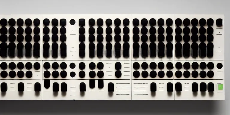 Prompt: dezeen showroom , minimalissimo, archdaily, teenage engineering moad, memphis design, google design, mother of all decks, product design concept, top down view of moog melotron synthesizer made by jony ives , dieter rams, 8k, high detailed photo