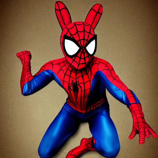 Prompt: spiderman suit with bunny ears, digital art, high definition