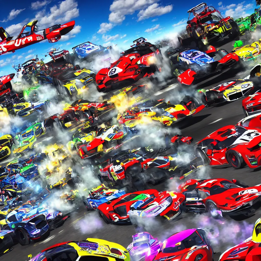 Prompt: all big race games combined in the best race game ever