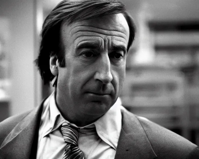 Prompt: film still saul goodman depressed, 5 0 mm.