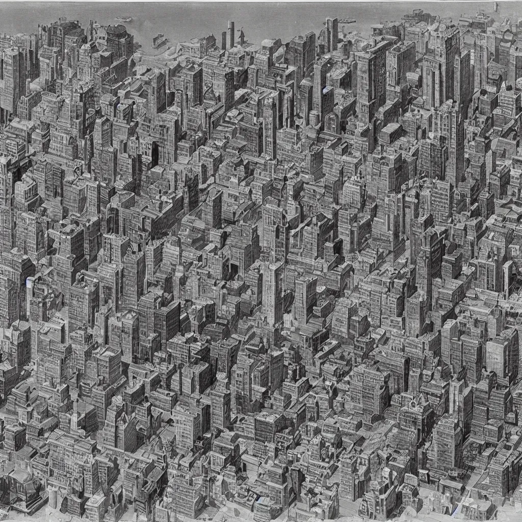 Prompt: city Block of new york after a war, top down perspecrive