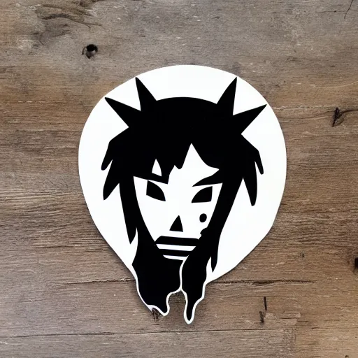 Image similar to die cut sticker, princess mononoke mask, splatter paint