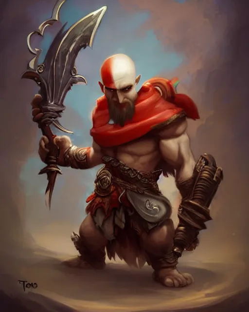 Prompt: cute little anthropomorphic kratos cute and adorable, pretty, beautiful, dnd character art portrait, matte fantasy painting, deviantart artstation, by jason felix by steve argyle by tyler jacobson by peter mohrbacher