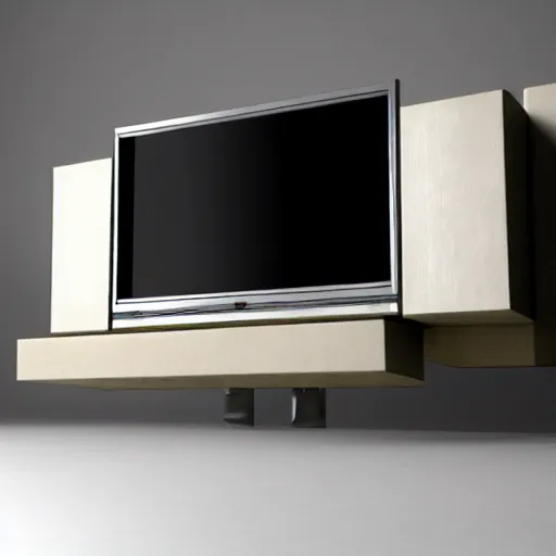 Prompt: brutalist style tv furniture, modern architecture, high resolution, minimal