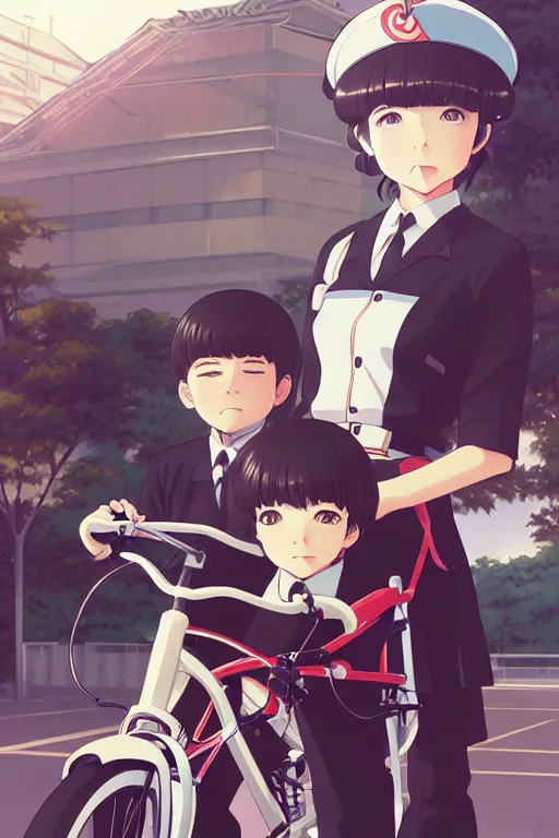 Prompt: a high detail anime bicycle and japanese school by krenz cushart and ilya kuvshinov. pixiv fanbox skeb.jp clipstudio medibang ichi-up CGWORLD key visual manga cover