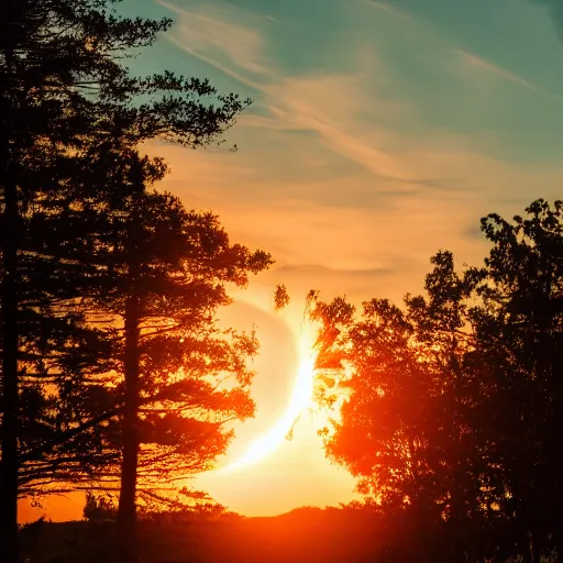 Prompt: photograph of the sun exploding a the golden hour