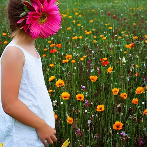 Image similar to flowerhead, girl, flowerfield