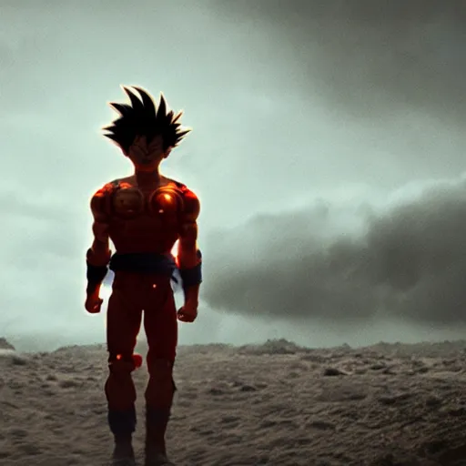 Image similar to movie still of cyborg son goku, cinematic composition, cinematic light, criterion collection, by alejandro jodorosky