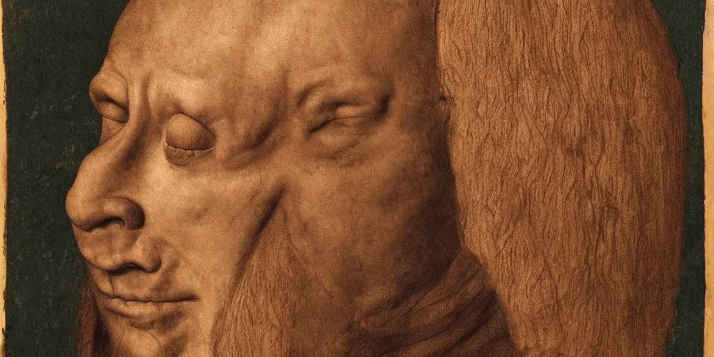 Image similar to realistic portrait of man with no eyes, golden, 1450, ink, ultra realistic, 8k