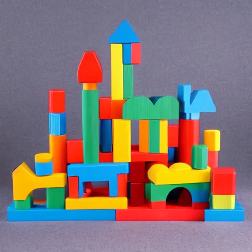 Image similar to wooden kids toy blocks city town of wood blocks stacked