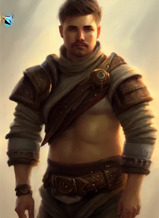 Image similar to a _ fantasy _ style _ portrait _ painting _ of chubby white male very short hair short stubble, brown hair, rpg dnd oil _ painting _ unreal _ 5 _ daz. _ rpg _ portrait _ extremely _ detailed _ artgerm _ greg _ rutkowski _ greg