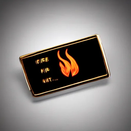 Image similar to a photo of a retro 8 0 s clean fire warning enamel pin, studio lighting, behance