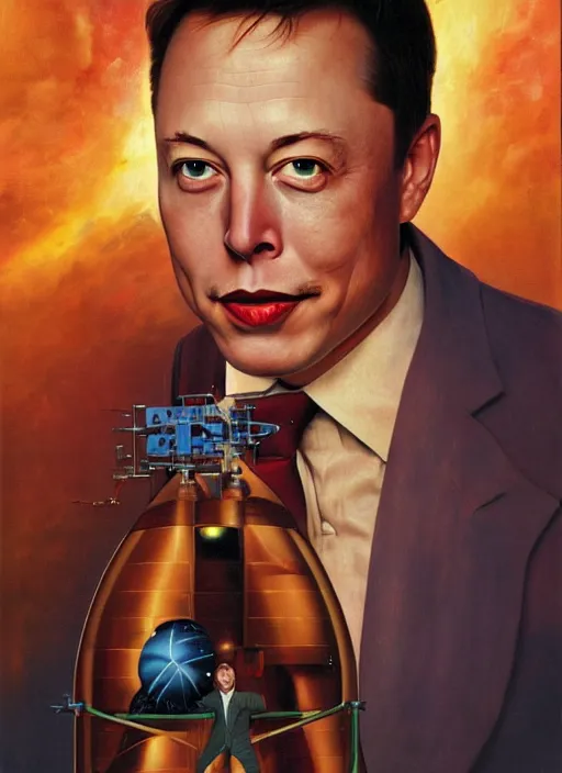 Image similar to ( ( ( portrait of elon musk ) ) ) by thomas blackshear, spacex, mars mission,