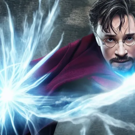 Prompt: Film still of Harry Potter as Dr. Strange, from Avengers: Endgame (2019)