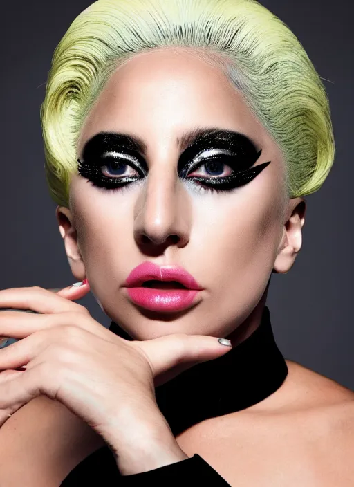 Image similar to lady gaga photoshoot inspired by intel, technology , magazine, Highly realistic. High resolution. Highly detailed. Dramatic. 8k.4k.