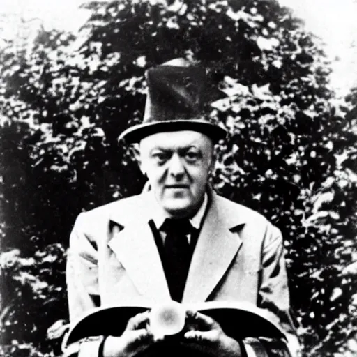 Image similar to Picture Aleister Crowley holding planet earth