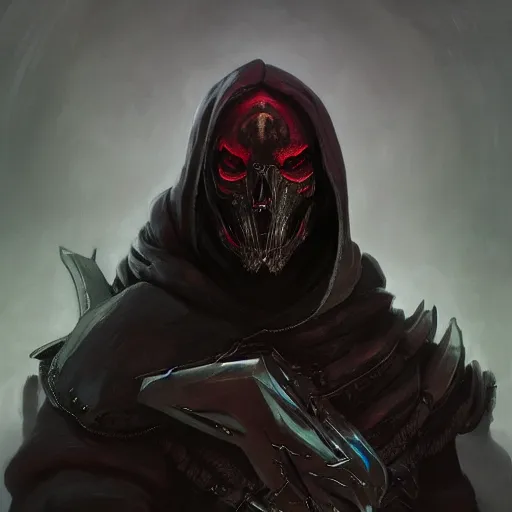 Image similar to dark fantasy character portrait of Reaper from Overwatch, wearing skull mask, dystopian mood, intricate, wild, highly detailed, digital painting, artstation, upper body, concept art, smooth, sharp focus, illustration, art by artgerm and greg rutkowski and alphonse mucha