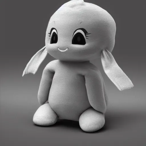 Prompt: a cute fumo plush of a lost waif spirit found in the depth of a well, black and white, vray