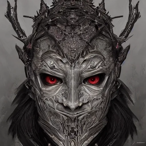 Prompt: Very very very very highly detailed epic photo of demonic face with venetian mask, intricate, dystopian, sci-fi, extremely detailed, digital painting, artstation, concept art, smooth, sharp focus, illustration, intimidating lighting, incredible art by Anton Pieck