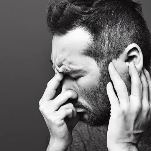 Image similar to a man having a headache