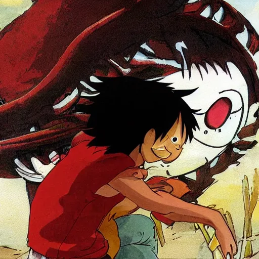 Prompt: luffy by studio ghibli