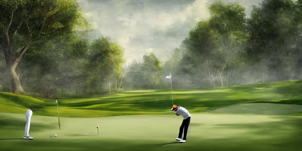 Image similar to most amazing golf shot, digital art, artstation