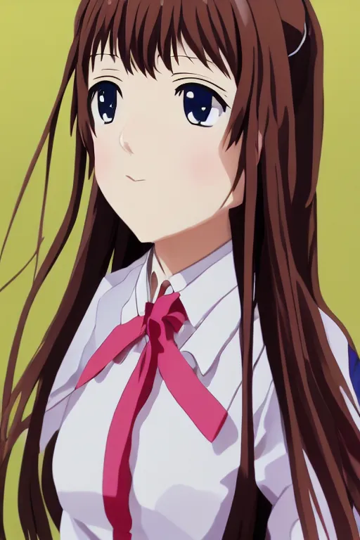 Prompt: A japanese anime high school girl, high detail portrait, kyoto animation, production doA, trending on artstation