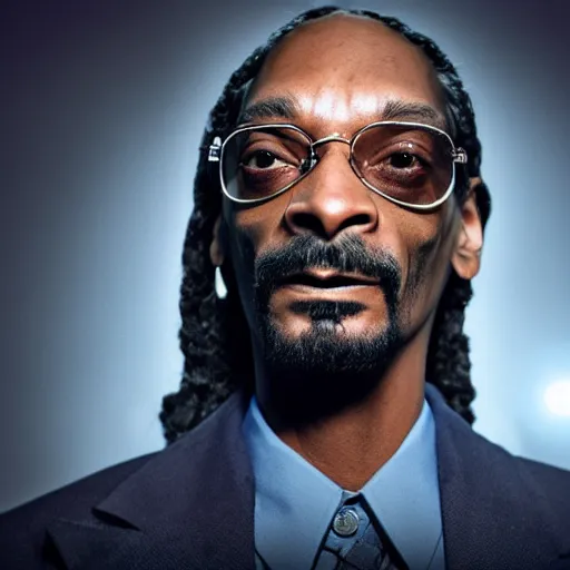 Image similar to snoop dogg as a rough dirty old man with a scruffy beard in a dark blue trenchcoat as the new doctor who, cinematic, volumetric lighting, f 8 aperture, cinematic eastman 5 3 8 4 film, photorealistic