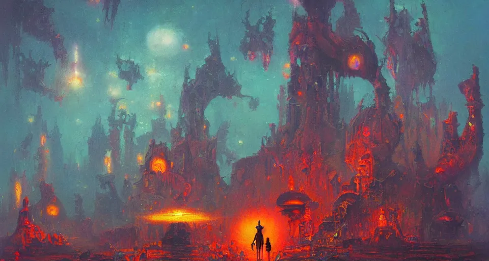 Prompt: an amazing piece of art by Paul Lehr, ⛩️ 👿