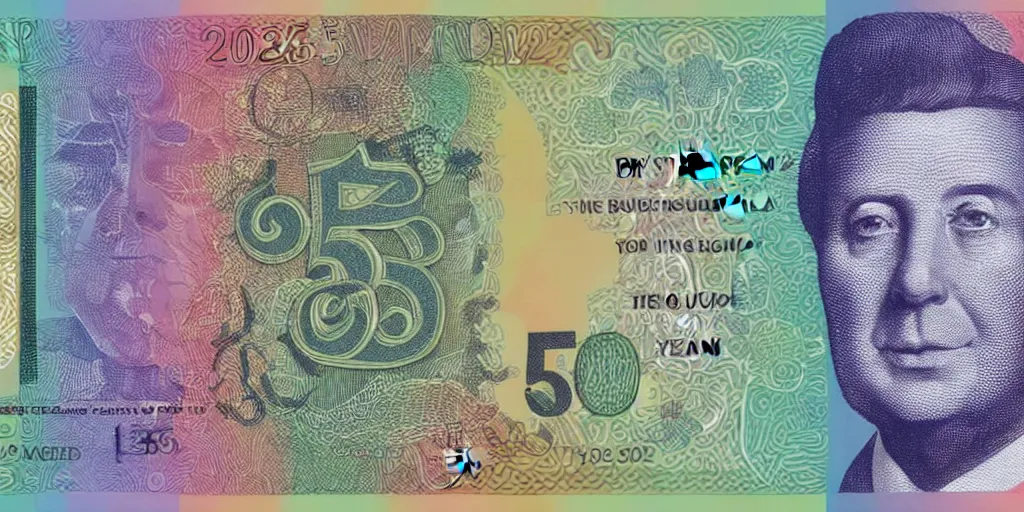 Image similar to concept design of british £ 5 0 note for the year 2 0 3 3