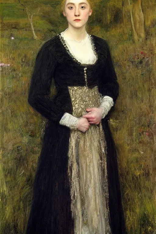 Prompt: a true-to-life portrait of Saoirse Ronan painted by John Everett Millais, realistic