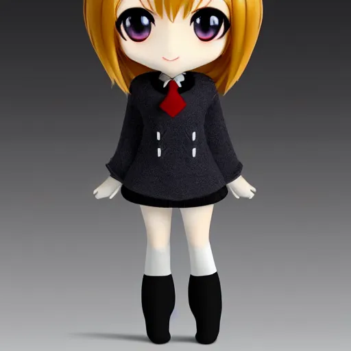 Prompt: cute fumo plush of an office girl in a woolen sweater, chibi anime girl, vray