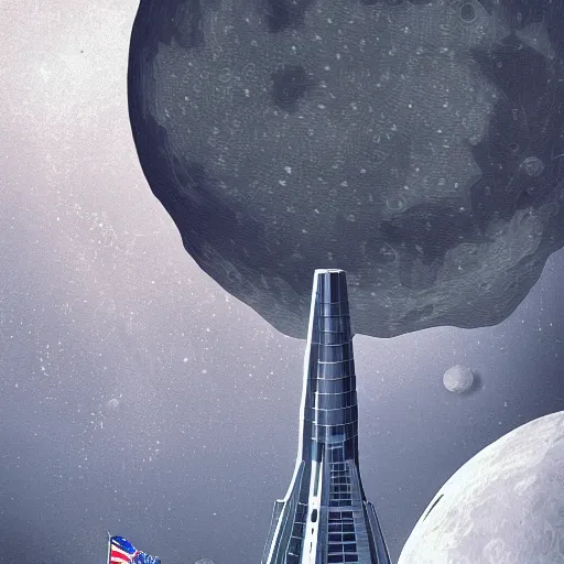 Image similar to Sears Tower on the Moon, digital art, artstation, highly detailed