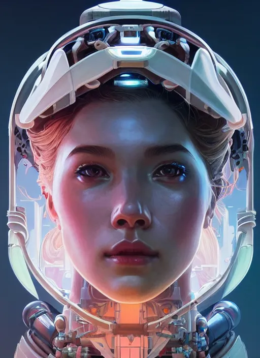 Prompt: symmetry!! portrait of a robot astronaut, tech face, floral! horizon zero dawn machine, intricate, elegant, highly detailed, digital painting, artstation, concept art, smooth, sharp focus, illustration, art by artgerm and greg rutkowski and alphonse mucha, midsommar 8 k