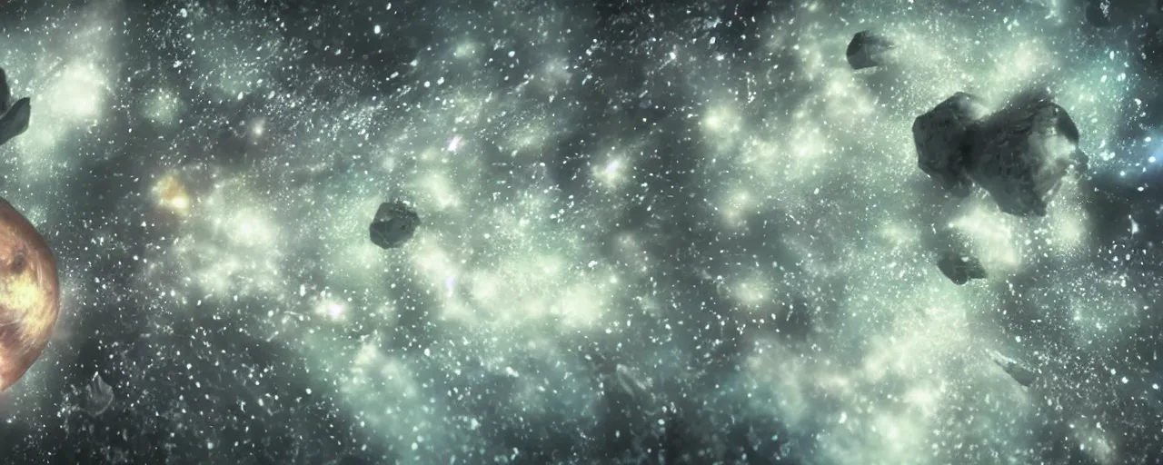 Prompt: galaxy movie still, highly detailed, houdini simulation, octane render