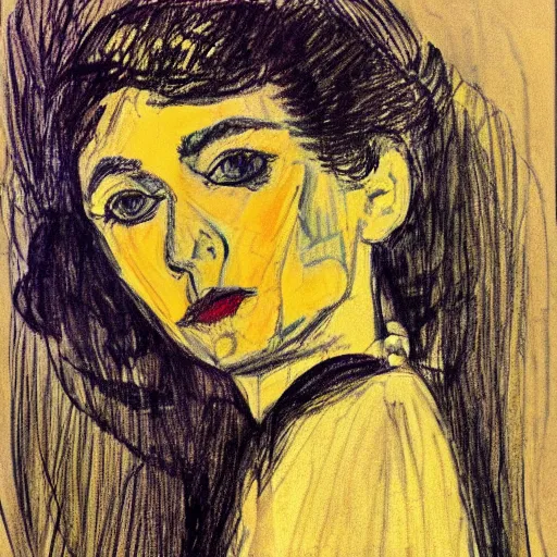 Prompt: beautiful woman, with long hair, black lips and yellow eyes, in the style of Toulouse-Lautrec photorealism 10K