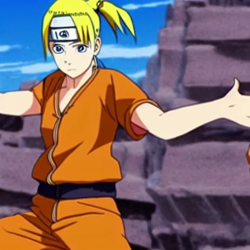 Prompt: screenshot from naruto (1999)anime emma watson as naruto uzamaki