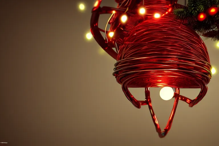 Image similar to a detailed concept art of a jingle bell made from wire and lights, trending on artstation, digital art, 4 k, intricate, octane render, sharp focus