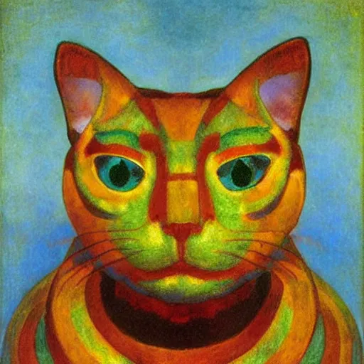 Image similar to cloisonne cat head sculpture, by annie swynnerton and diego rivera and nicholas roerich and jean delville, symbolist, dramatic lighting, god rays, art brut, rich colors, smooth, sharp focus, extremely detailed, adolf wolfli, by janet fish