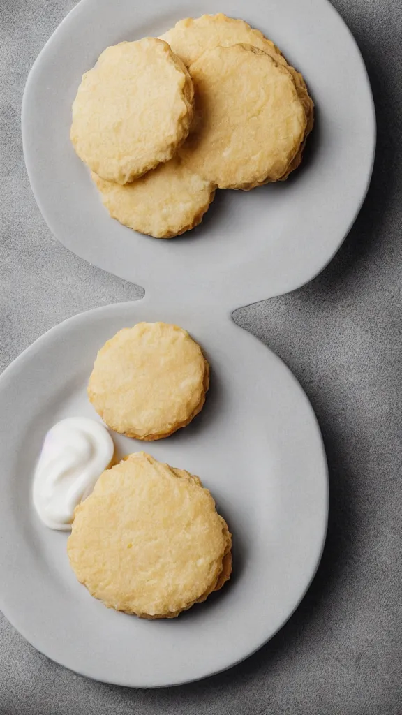 Image similar to 6 0 s food photography of a mayonnaise biscuit, soft focus