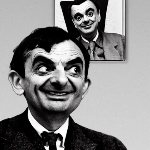 Image similar to Archival photo of Mr Bean riding the atomic bomb