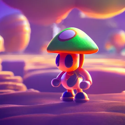 Prompt: super nintendo mushrooms, unreal engine, octane render, 8 k trending on artstation, beeple, 3 d render, digital art