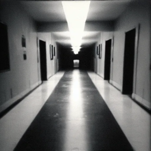 Image similar to Beautiful cameraphone 2005 soft liminal Photograph of an infinite dark colored hallway pool